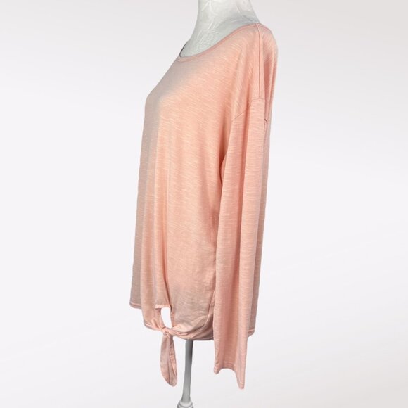 Peach Pink Long Sleeve Side Tie Top Lightweight Slouchy Oversized Size Large - Picture 4 of 9